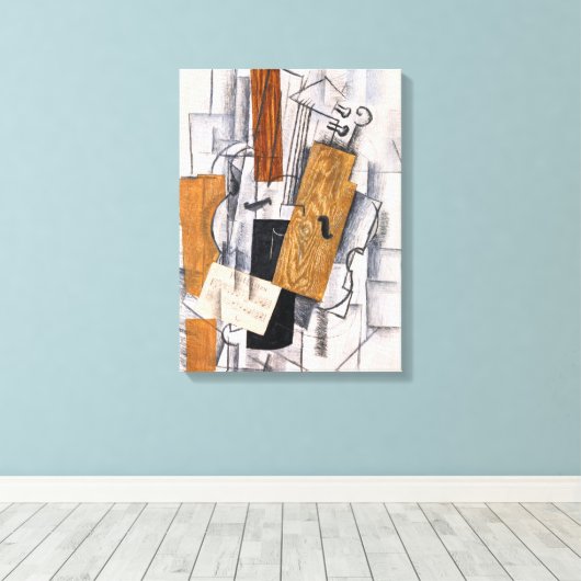 Viool en Bladmuziek | Georges Braque | Canvas Afdruk (Insitu (Houten vloer))