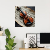 Viool en Bladmuziek Poster (Thuiskantoor)