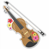 Viool en Bloemen,  violist Sticker (Voorkant)