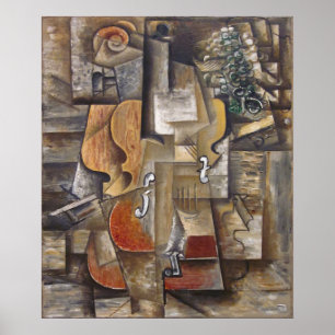 Viool en druiven van Picasso (1912) Poster