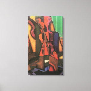 Viool en gitaar door Juan Gris, Vintage Cubisme Ku Canvas Afdruk