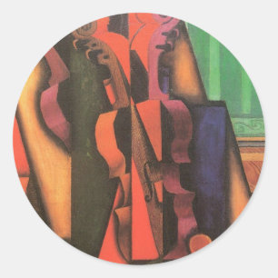 Viool en gitaar door Juan Gris, Vintage Cubisme Ku Ronde Sticker