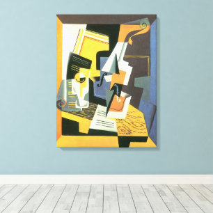Viool en glas door Juan Gris, Vintage Cubisme Canvas Afdruk