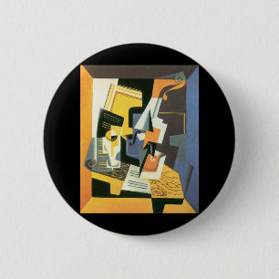 Viool en glas door Juan Gris, Vintage Cubisme Ronde Button 5,7 Cm