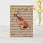 Viool en muziekblad. kaart (Gele Bloem)