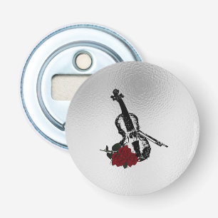 Viool en Rozen Button Flesopener