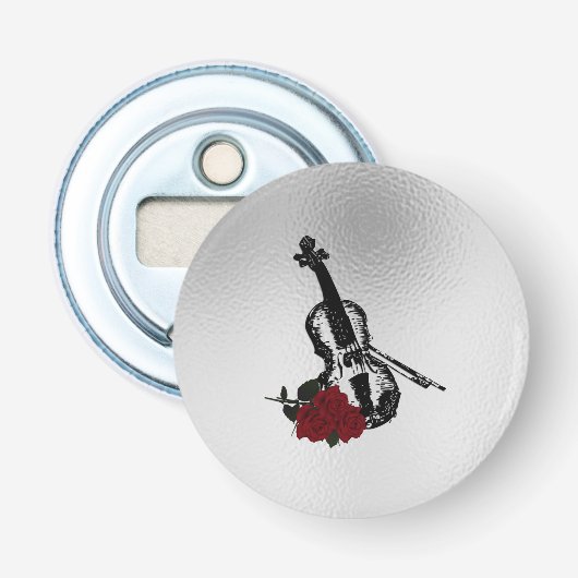 Viool en Rozen Button Flesopener (Voorkant)