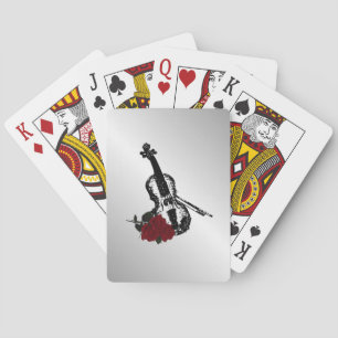 Viool en rozen zilver pokerkaarten