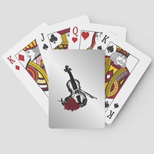 Viool en rozen zilver pokerkaarten (Achterkant)