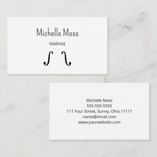 Viool F Holes Muziekleraar Violiniste Visitekaartje (Voorkant / Achterkant)
