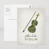 Viool - Green Marble Music Briefkaart (Voorkant / Achterkant)