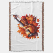 Viool in het bed van bladeren deken (Voorkant Verticaal)