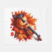 Viool in het bed van bladeren fleece deken (Voorkant (Horizontaal))