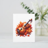 Viool in het bed van bladeren informatiekaartje (Staand voorkant)