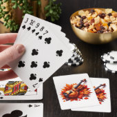Viool in het bed van bladeren pokerkaarten (Insitu)