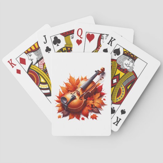 Viool in het bed van bladeren pokerkaarten (Achterkant)