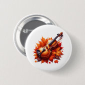 Viool in het bed van bladeren ronde button 5,7 cm (Voorkant /achterkant)