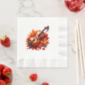 Viool in het bed van bladeren servet (Insitu)