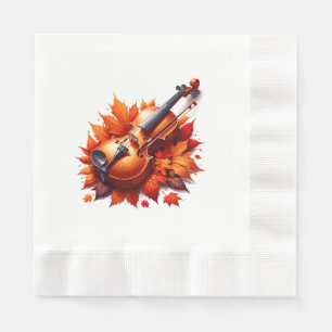 Viool in het bed van bladeren servet