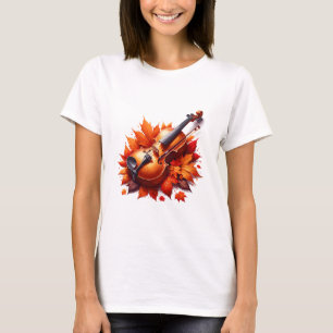 Viool in het bed van bladeren t-shirt