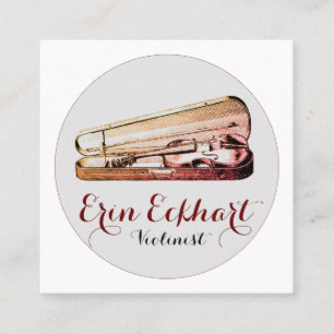 Viool in Hoesje Vioolmuzikant Vierkante Visitekaartje