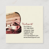 Viool in Hoesje Vioolmuzikant Vierkante Visitekaartje (Achterkant)