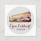 Viool in Hoesje Vioolmuzikant Vierkante Visitekaartje (Voorkant)