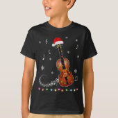 Viool Instrument Kabouterhoed Kerstlichtjes Kerstm T-shirt (Voorkant)