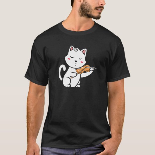 Viool Kat Kat  Kitten Muzikant T-shirt (Voorkant)