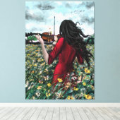 Viool Lady Canvas Zomersonate Afdruk (Insitu (Houten vloer))