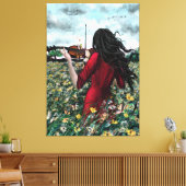 Viool Lady Canvas Zomersonate Afdruk (Insitu (Woonkamer))