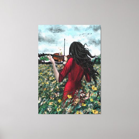 Viool Lady Canvas Zomersonate Afdruk (Voorkant)