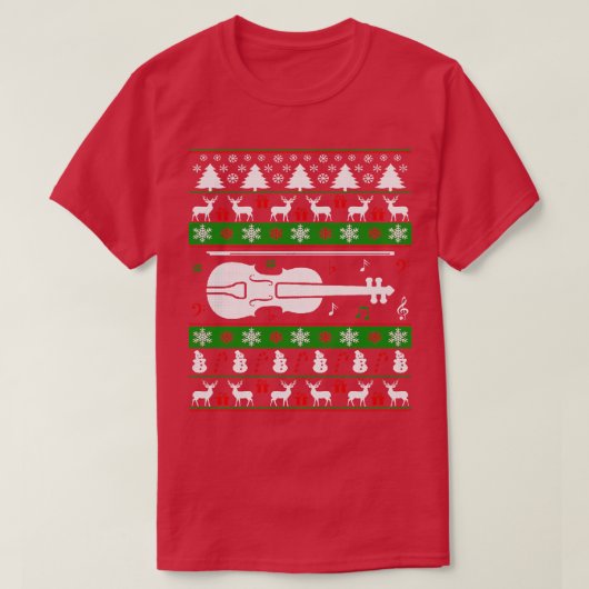 Viool lelijke kerst trui voor liefhebbers t-shirt (Design voorkant)