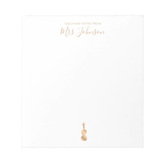 Viool leraar onderwijs notities Elegant Script Notitieblok (Voorkant)