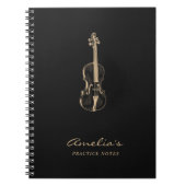 Viool leraar Student Elegant Script Zwart Notitieboek (Voorkant)