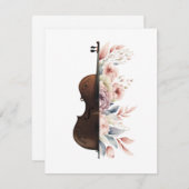 Viool met bloemen. bedankkaart (Voorkant / Achterkant)