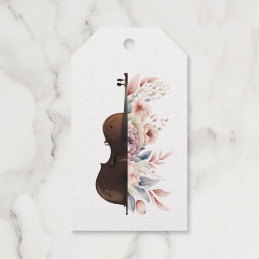 Viool met bloemen. cadeaulabels (Achterkant)