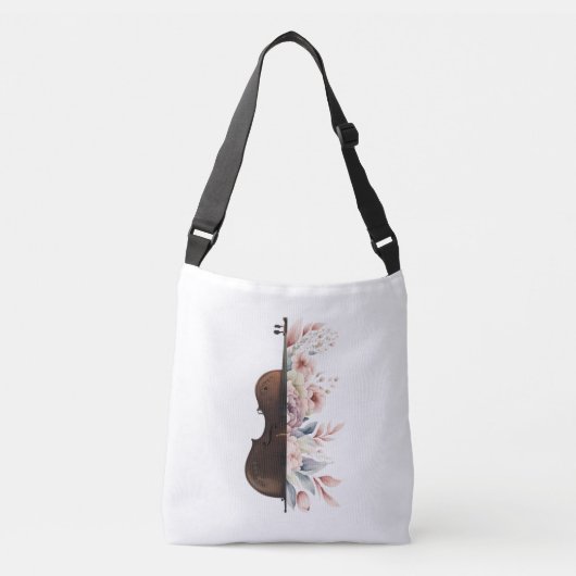 Viool met bloemen. crossbody tas (Voorkant)