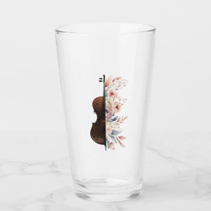 Viool met bloemen. glas