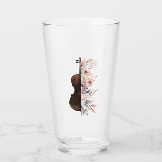 Viool met bloemen. glas (Voorkant)