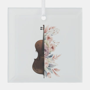 Viool met bloemen. glas ornament