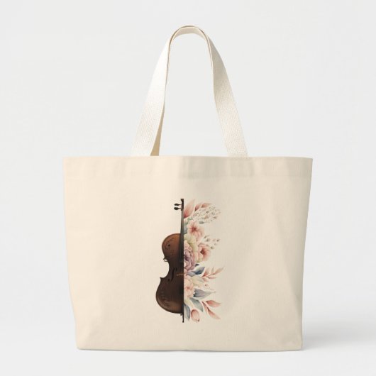 Viool met bloemen. grote tote bag (Voorkant)