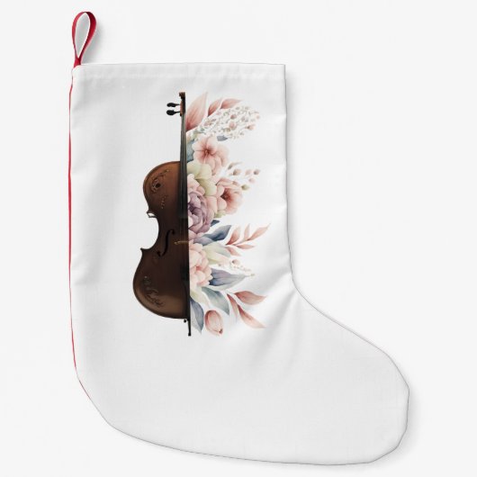 Viool met bloemen. kleine kerstsok (Voorkant)