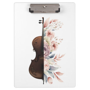 Viool met bloemen. klembord