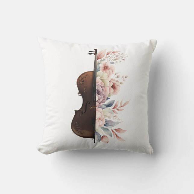 Viool met bloemen. kussen (Voorkant)