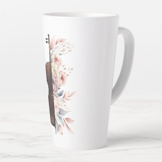 Viool met bloemen. latte mok (Rechterhoek)
