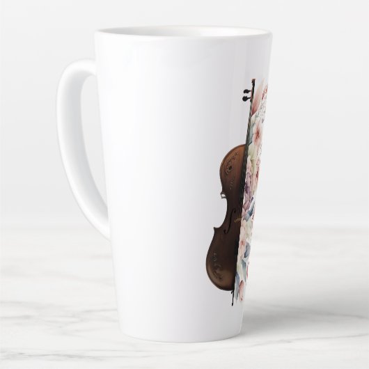 Viool met bloemen. latte mok (Linkerhoek)