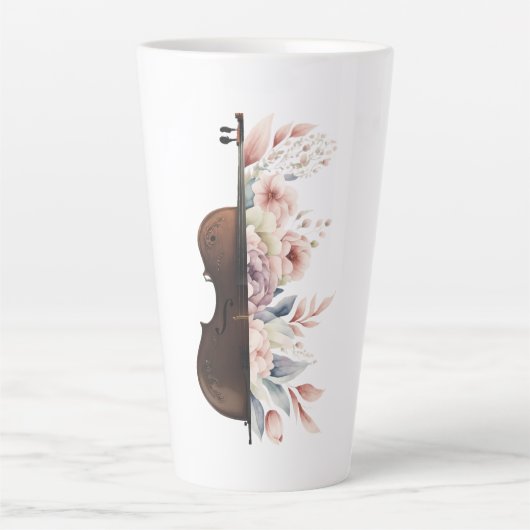 Viool met bloemen. latte mok (Voorkant)