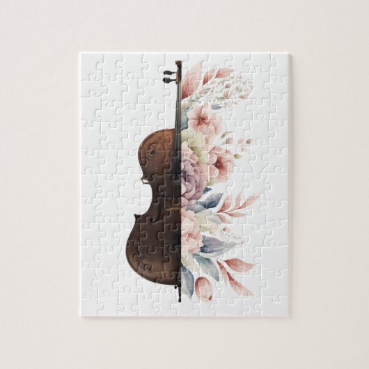 Viool met bloemen. legpuzzel (Verticaal)