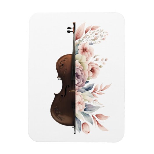 Viool met bloemen. magneet (Verticaal)